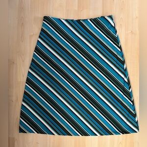 Valerie Stevens Teal and Green Striped A-Line Skirt